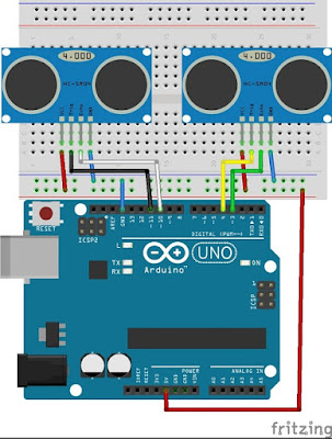 Program Arduino 2 Sensor Ultrasonik
